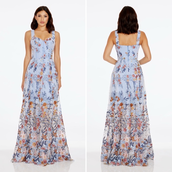 Dress the Population Embroidered Floral Bustier Anabel Gown - XS - Picture 1 of 8